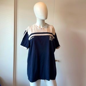 Adidas Vintage Short Sleeve Navy & White Tee SzXL